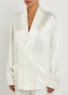 Delos Gilbert Double-breasted Silk Jacket Ivory