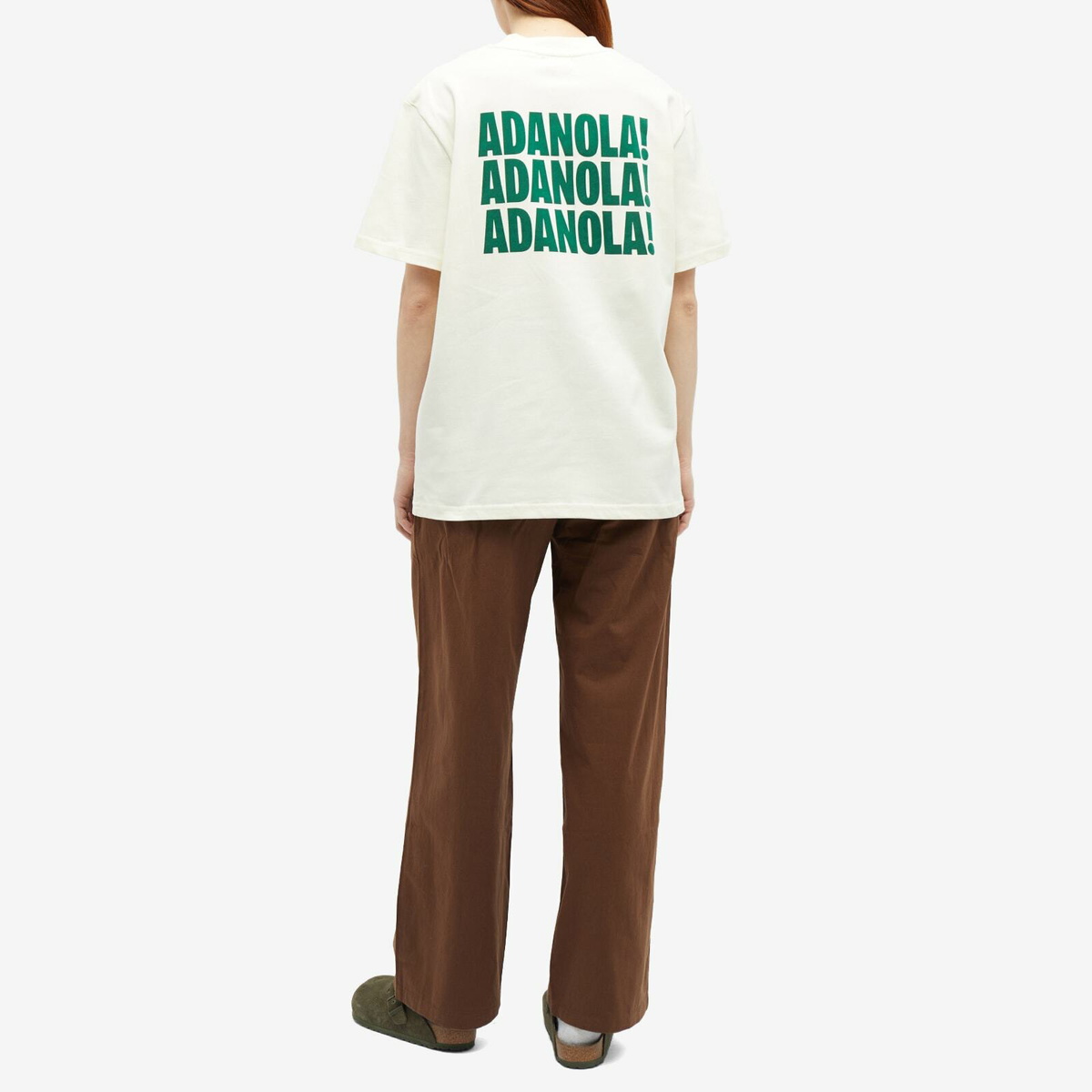 Adanola Women's Resort Sports Short Sleeve Oversized T-Shirt in Cream/Forest Green