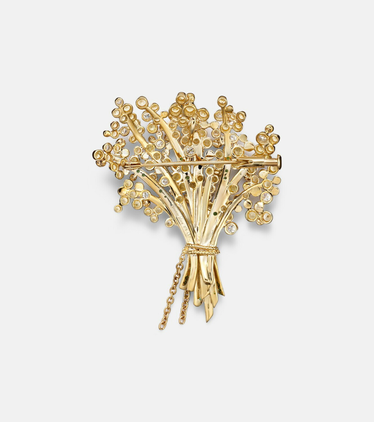 Yvonne Léon Broche Mimosa 9kt and 18kt gold pendant necklace with gemstones