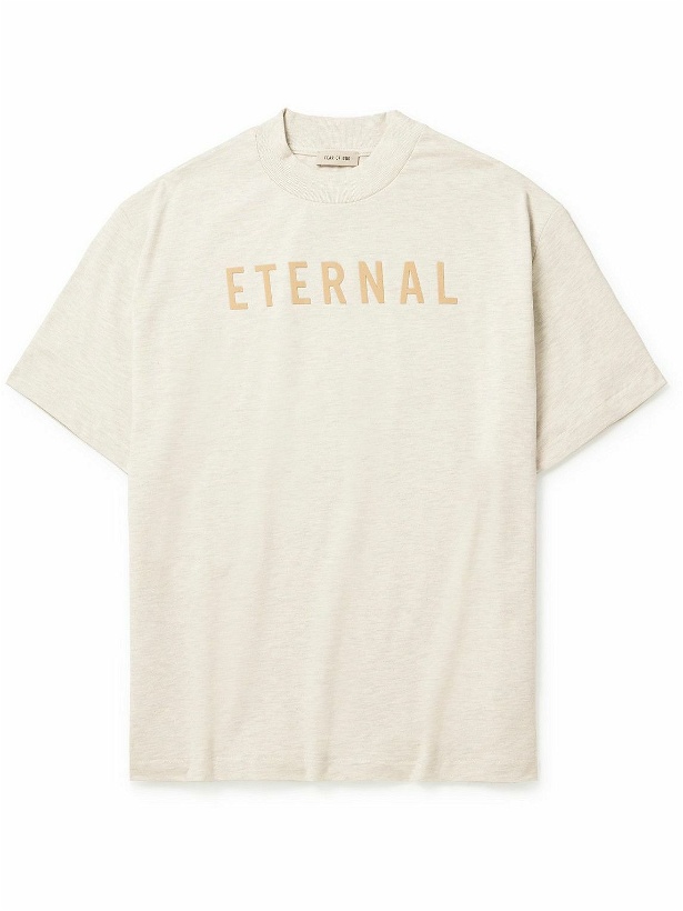 Photo: Fear of God - Eternal Logo-Flocked Cotton-Jersey T-Shirt - Neutrals