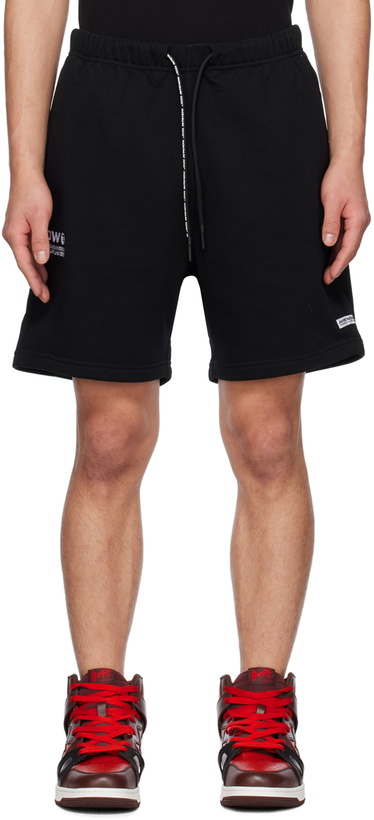 Photo: AAPE by A Bathing Ape Black Embroidered Shorts