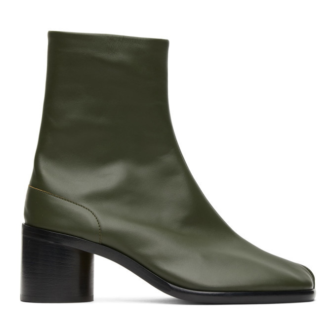 Photo: Maison Margiela Green Mid Heel Tabi Boots