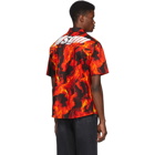 MSGM Black and Red Flame Print Shirt