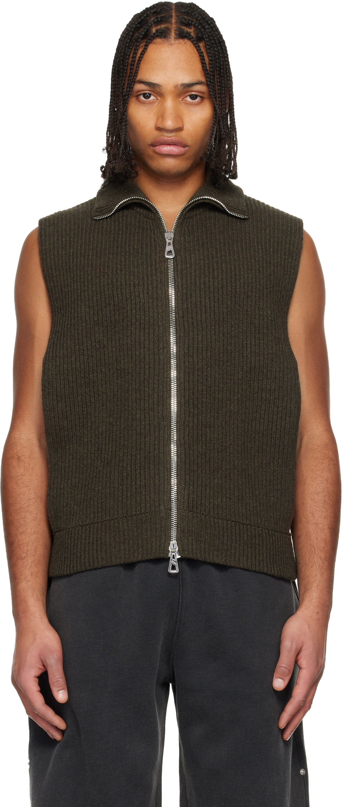 Jean Paul Gaultier Brown Turtleneck Sweater Vest