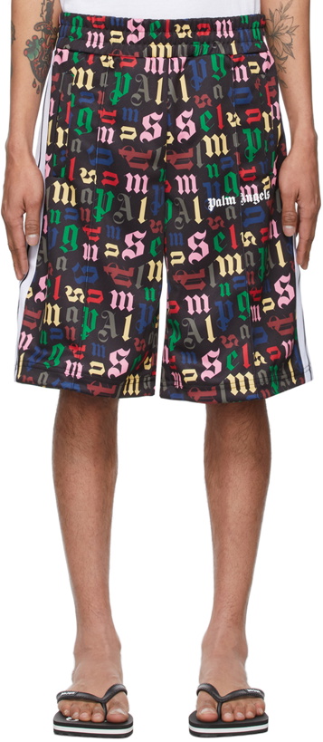 Photo: Palm Angels Black & Multicolor Monogram Track Shorts