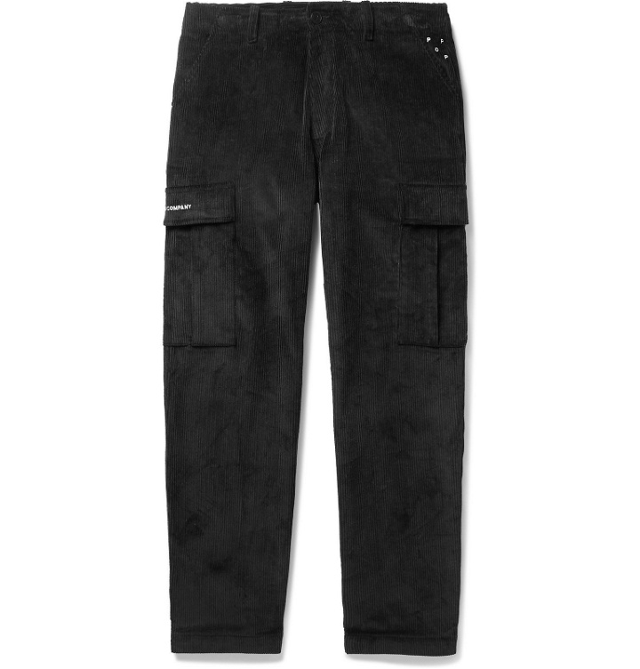 Photo: Pop Trading Company - Slim-Fit Cotton-Corduroy Cargo Trousers - Black