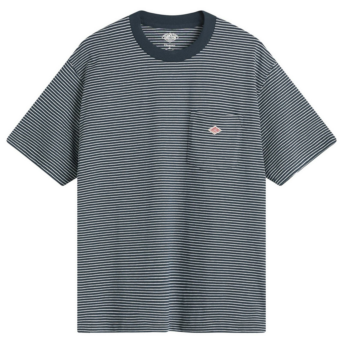 Danton Men's Pocket T-Shirt in Green/White Stripe