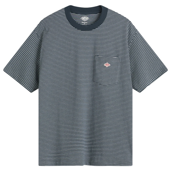 Photo: Danton Men's Pocket T-Shirt in Green/White Stripe