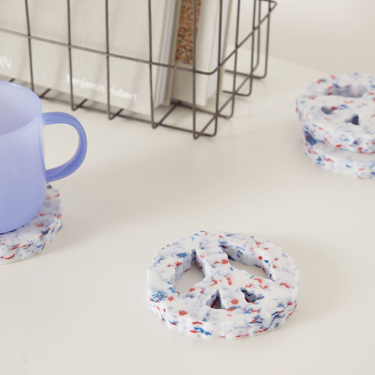 Space Available Men's Clouded Peace Coaster - Set Of 4 in White Multi