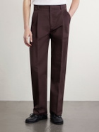 Altea - Orval Straight-Leg Cotton and Linen-Blend Gabardine Trousers - Brown