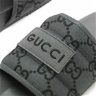 Gucci Men's GG Logo Ripstop Slide in Grey Black