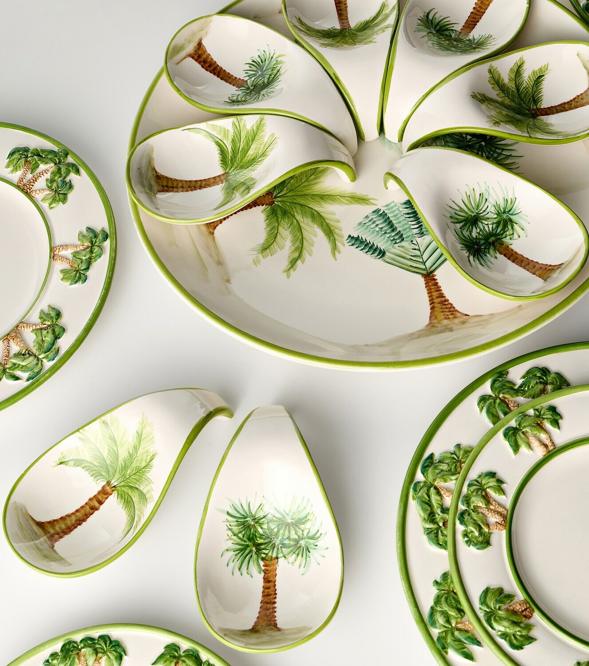 Les-Ottomans Palm set of 8 ceramic starter plates and platter