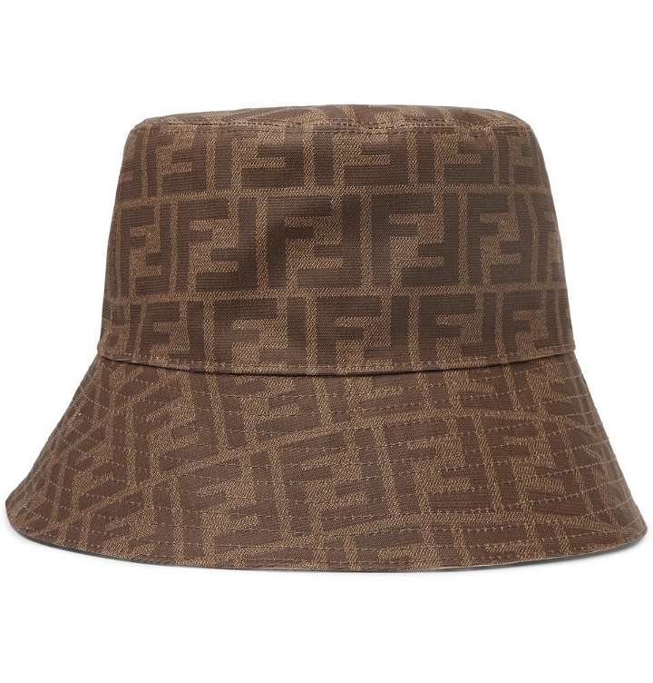 Photo: Fendi - Logo-Jacquard Coated-Canvas Bucket Hat - Brown