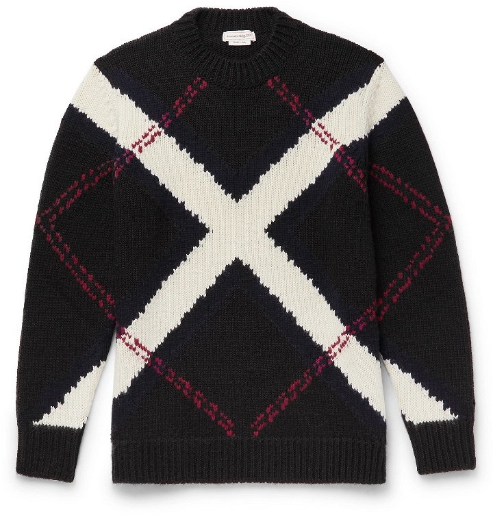 Photo: Alexander McQueen - Argyle Intarsia Wool and Cashmere-Blend Sweater - Multi