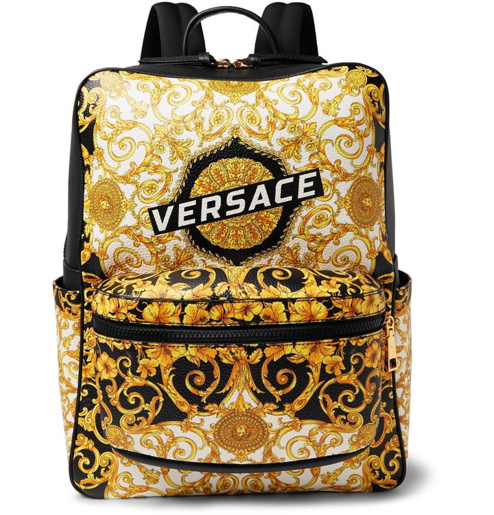 Photo: Versace - Printed Full-Grain Leather Backpack - Men - Black