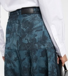 Erdem - Lacey floral denim midi skirt
