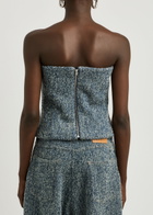 Giuseppe DI Morabito Strapless Bouclé Denim top Blue