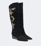 Manolo Blahnik Dispasa embellished satin knee-high boots
