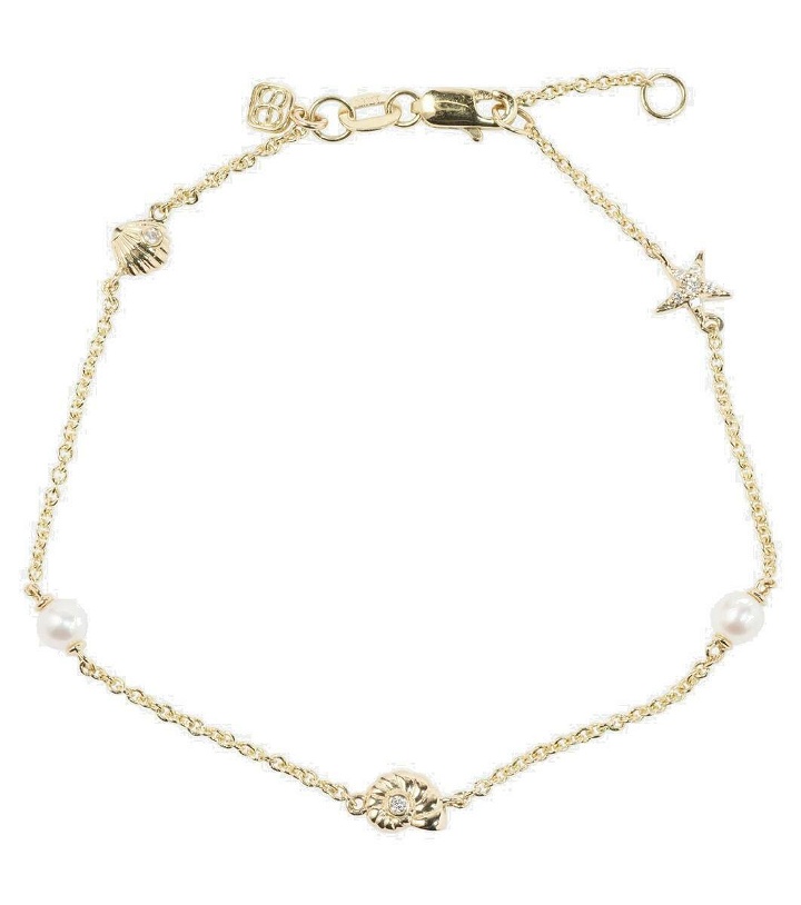 Photo: Sydney Evan Shells 14kt gold chain bracelet with diamonds and freshwater pearls