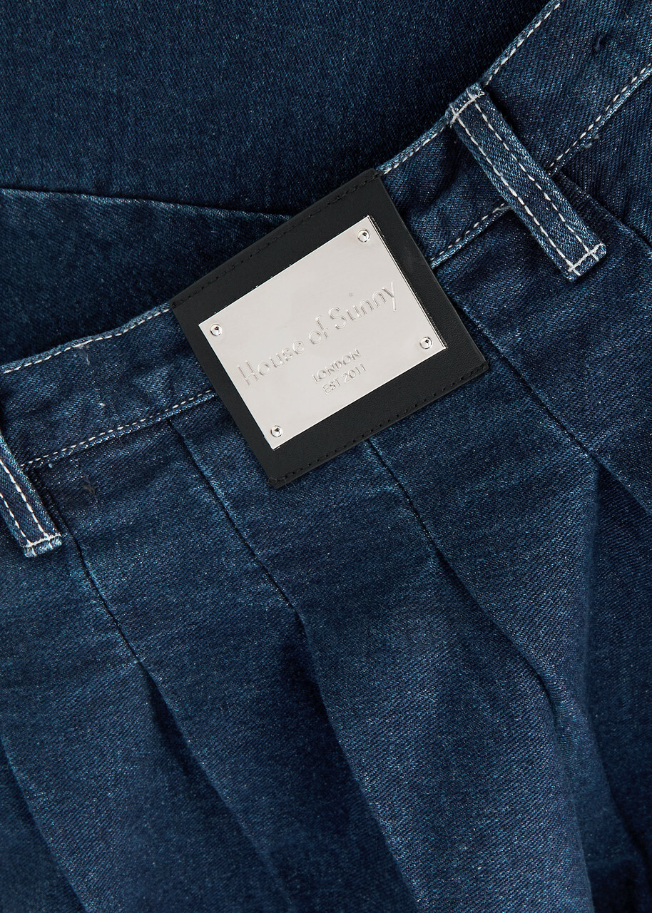 House OF Sunny Pleated Denim Mini Wrap Skirt