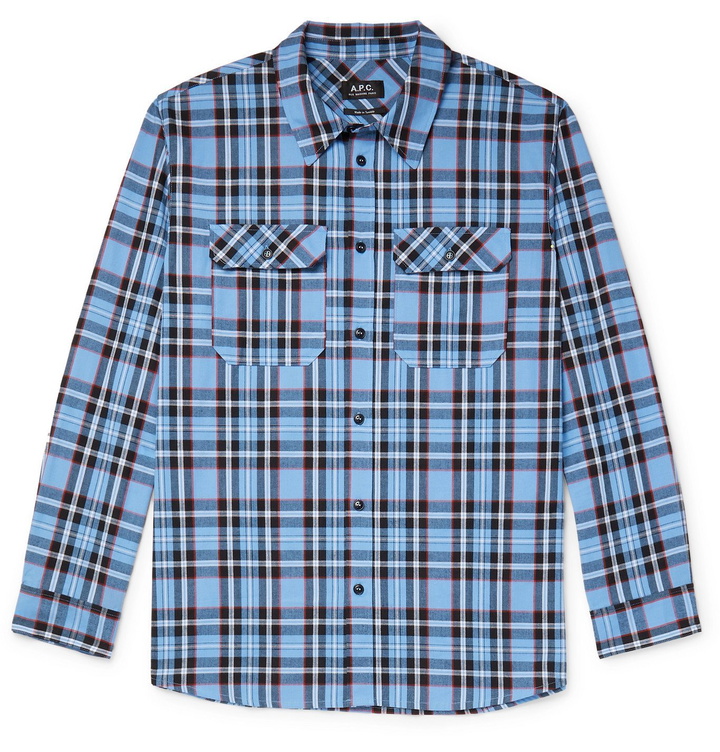 Photo: A.P.C. - Marceau Checked Cotton-Poplin Shirt - Blue