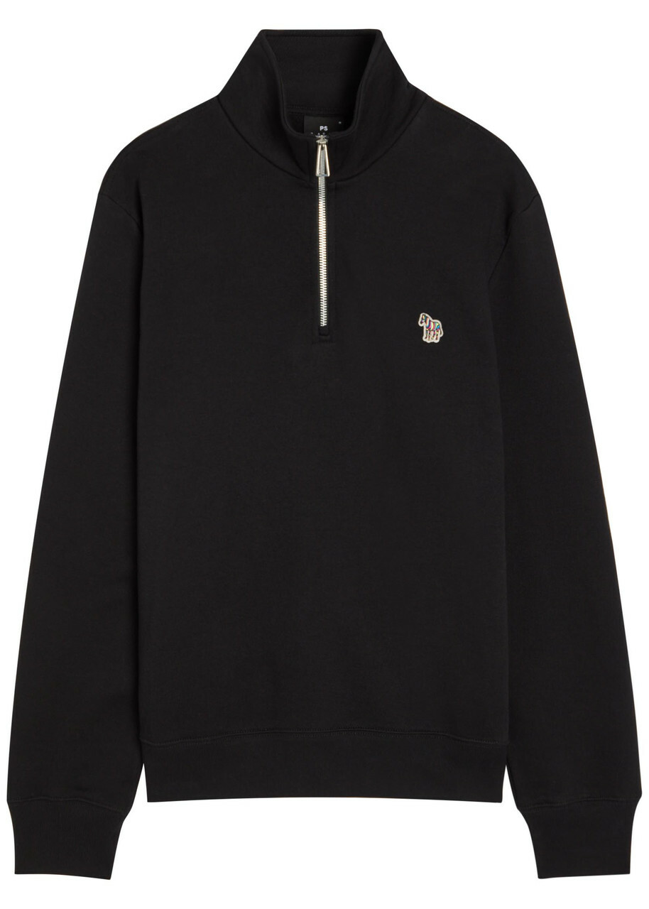 PS Paul Smith Appliquéd Half-zip Cotton Sweatshirt Black