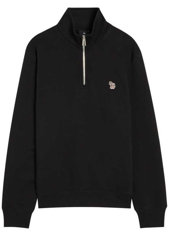 Photo: PS Paul Smith Appliquéd Half-zip Cotton Sweatshirt Black