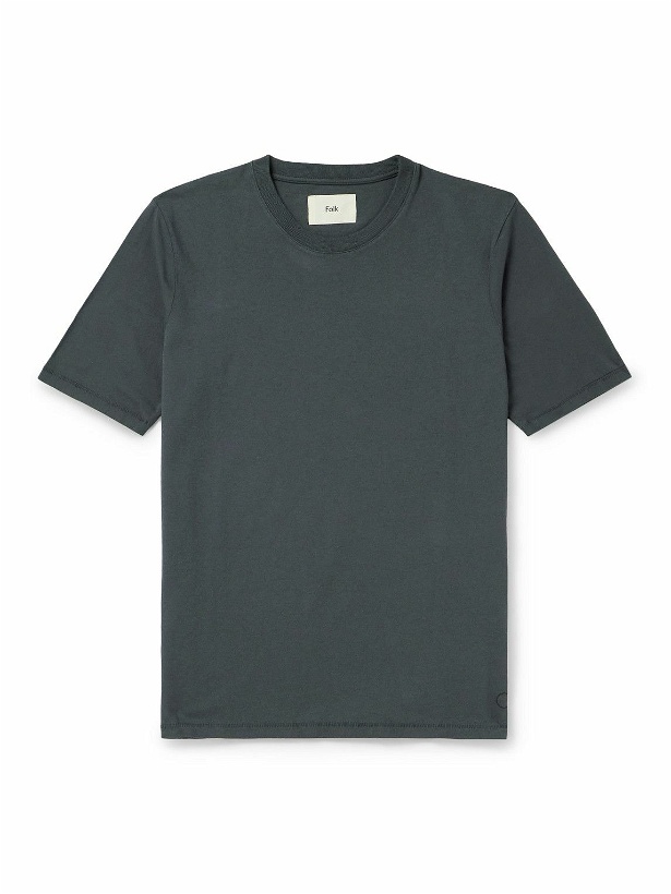 Photo: Folk - Garment-Dyed Cotton-Jersey T-Shirt - Gray