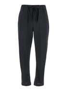 SEMICOUTURE buddy Black Cropped Pants With Drawstring Waist In Cotton Woman