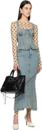 Marine Serre Blue Moon Laser Denim Maxi Skirt