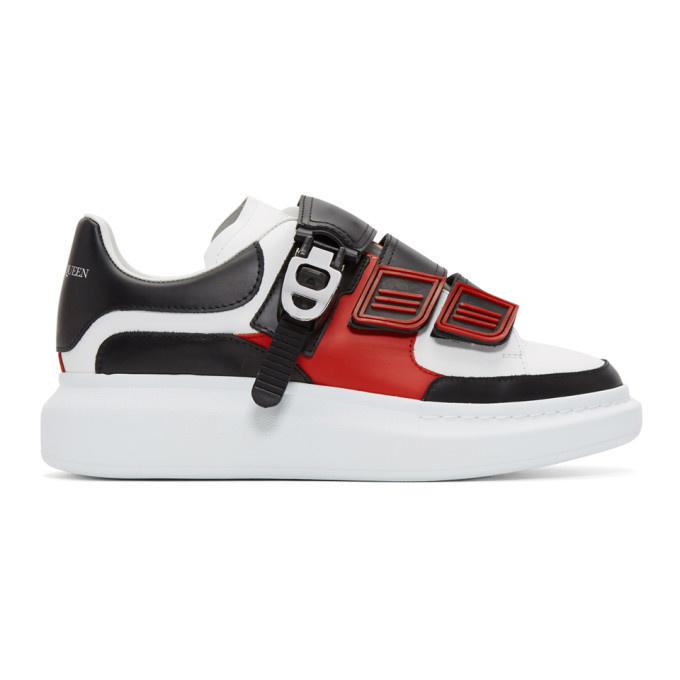 Photo: Alexander McQueen White and Black Multi Flap Tab Oversized Sneakers