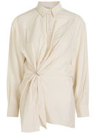 High Skylark Ring-embellished Woven Shirt Beige