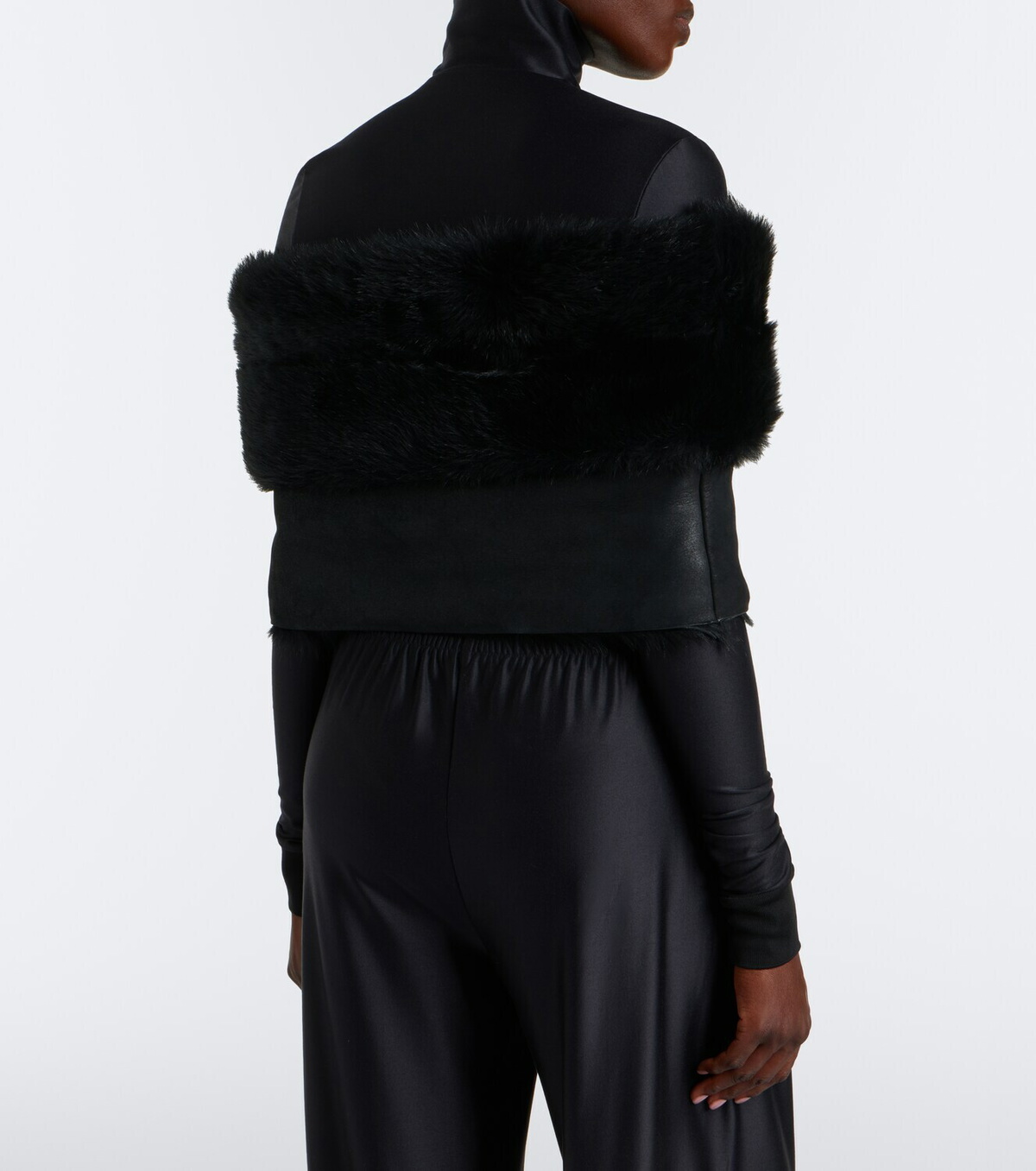 Gucci Off-shoulder shearling crop top