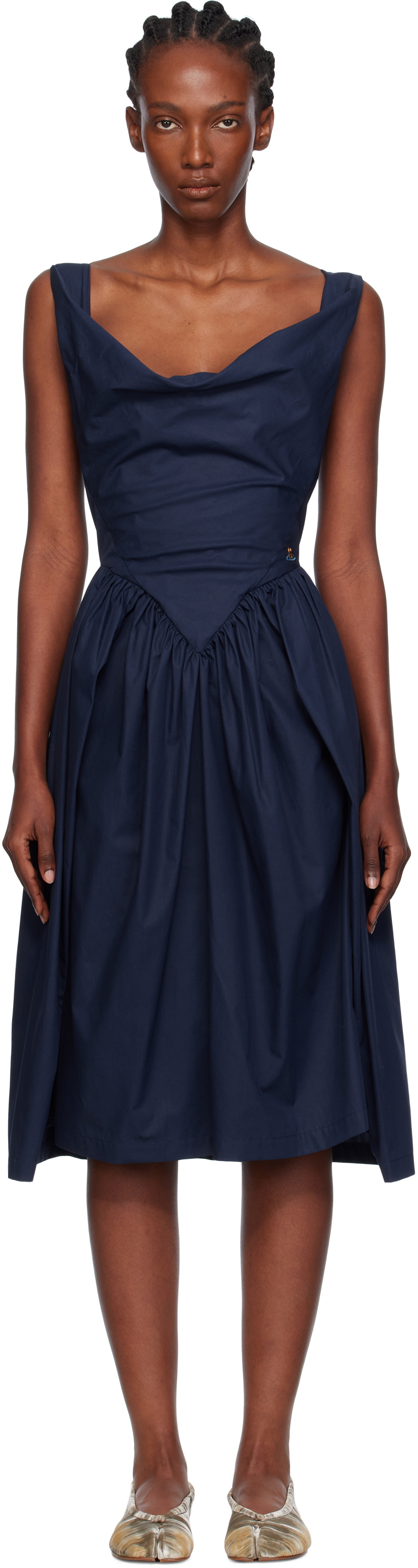 Vivienne Westwood Pulling gathered cotton piqué midi dress