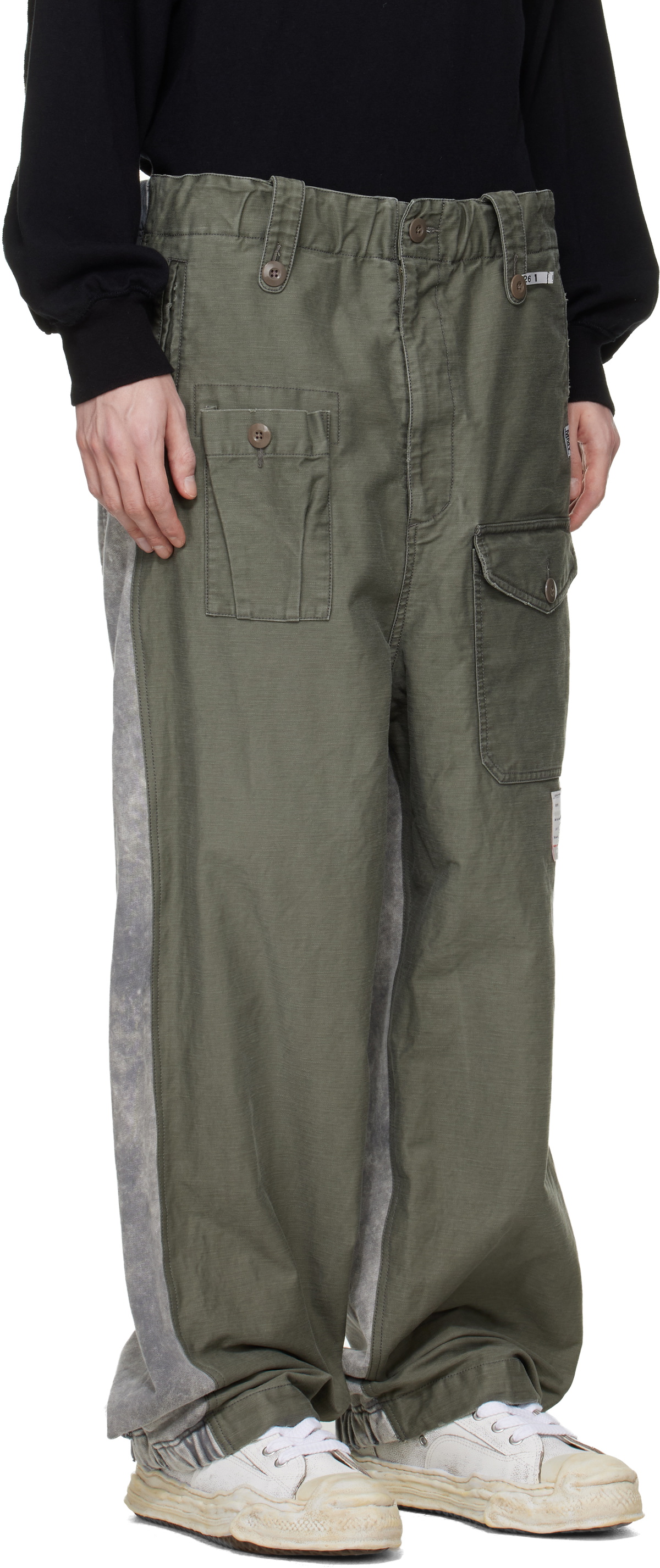 Maison MIHARA YASUHIRO Khaki Sweat Pants Combined Cargo Pants
