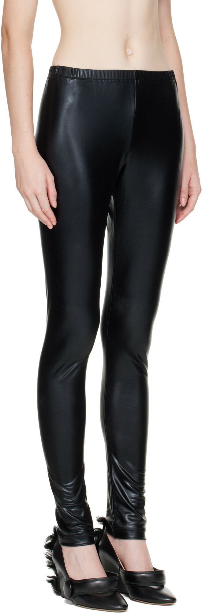 Junya Watanabe Black Nylon Stretch Leggings