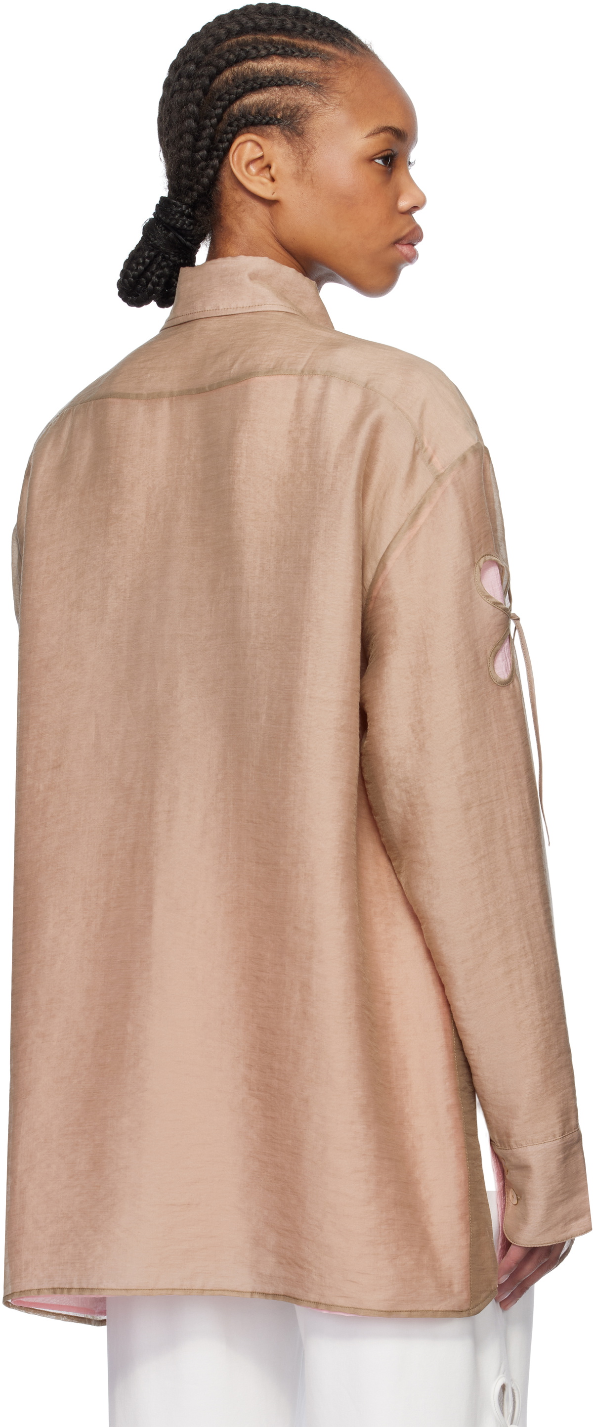 J.Kim Beige & Pink Anton Belinskiy Edition Organza Petal Shirt