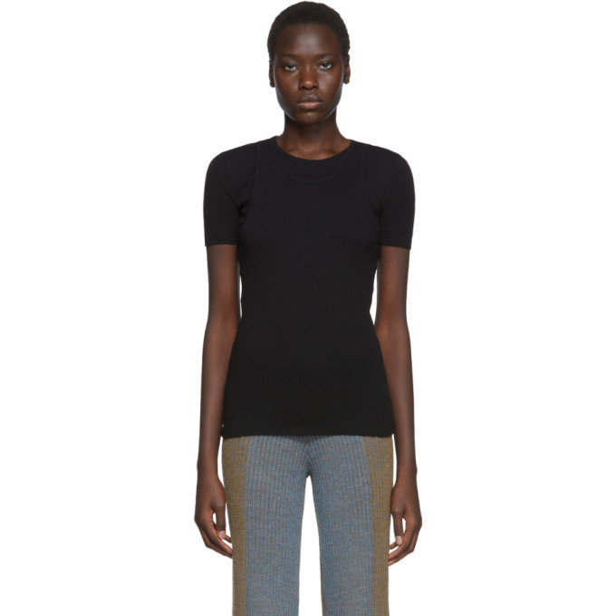 Helmut Lang Black Double Layer Long Sleeve T-Shirt Helmut Lang