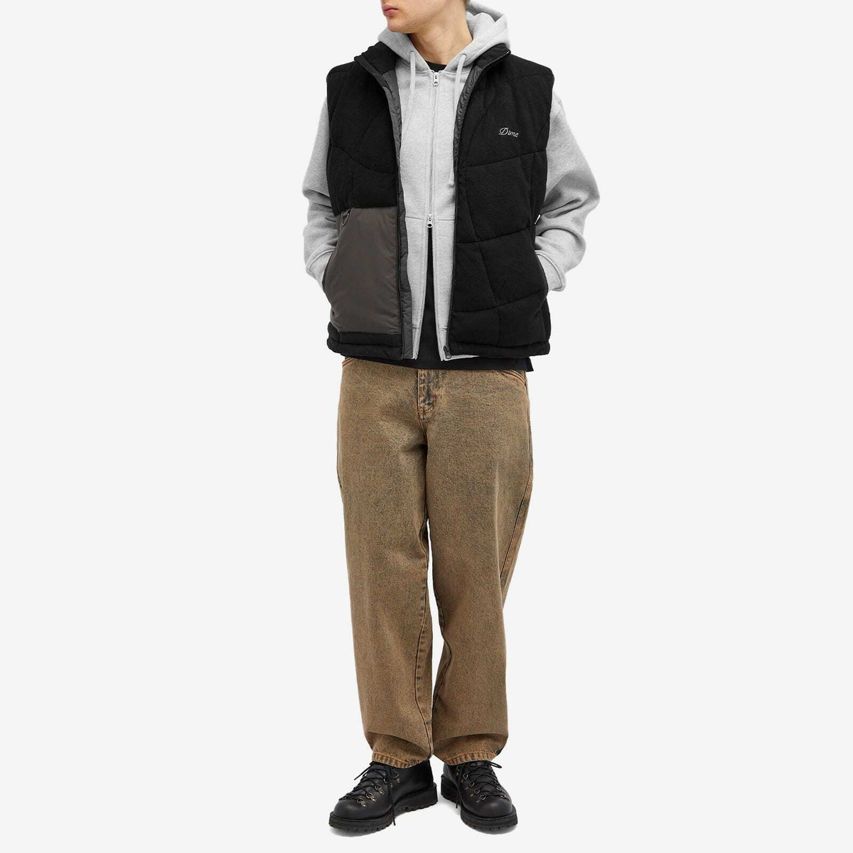 Dime Men's Wave Stitch Gilet in Black
