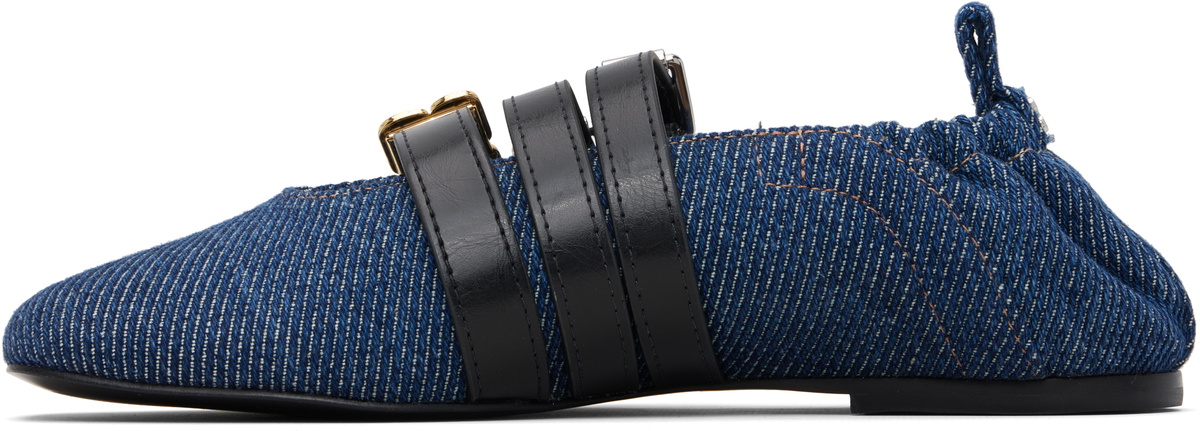 GANNI Navy Sue Triple Ballerina Flats