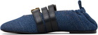 GANNI Navy Sue Triple Ballerina Flats