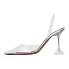 Amina Muaddi Silver Glass Holli Heels