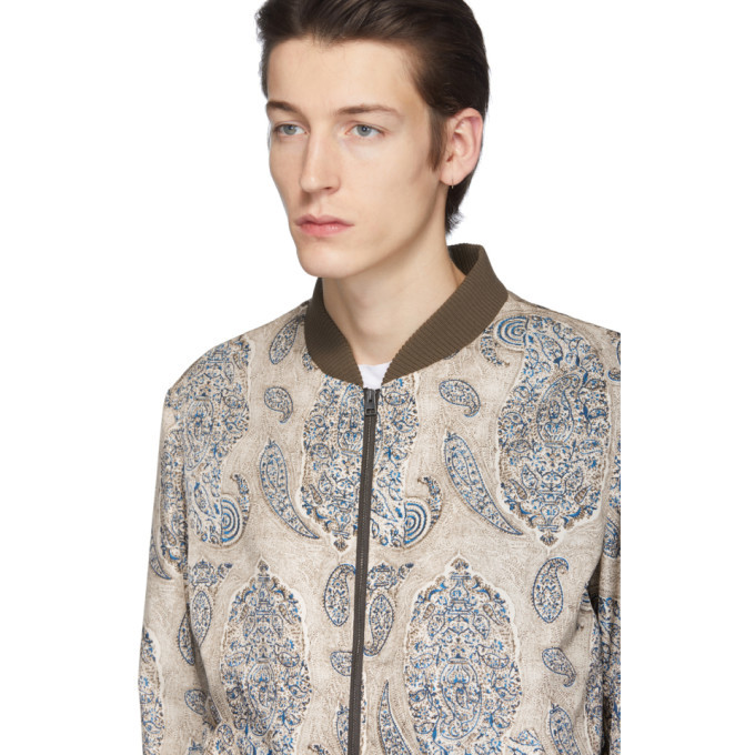 paisley and monogram reversible wool bomber