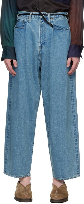 Photo: stein Blue Vintage Reproduction Wide Tuck Jeans