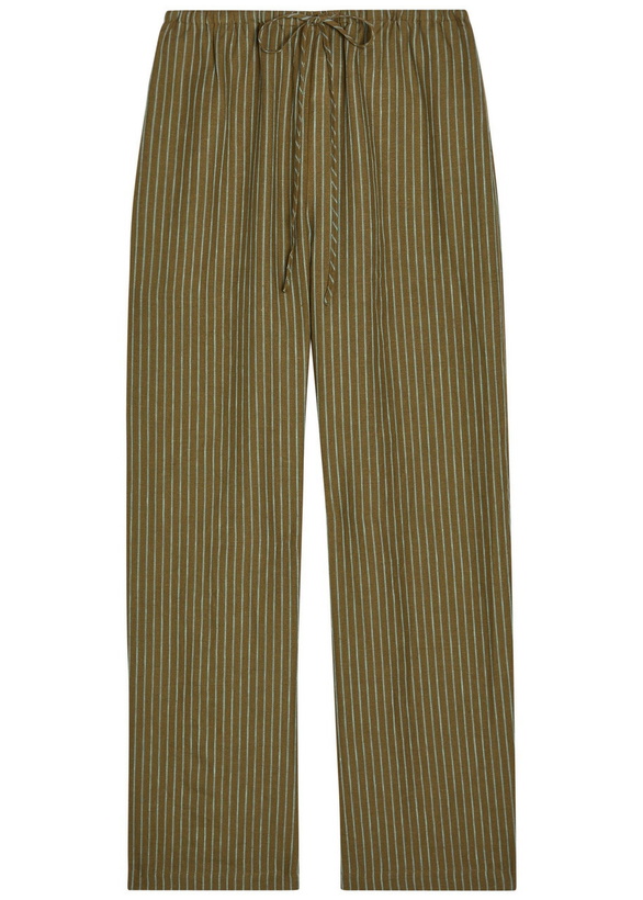 Photo: Staud Mateo Striped Linen Trousers Green