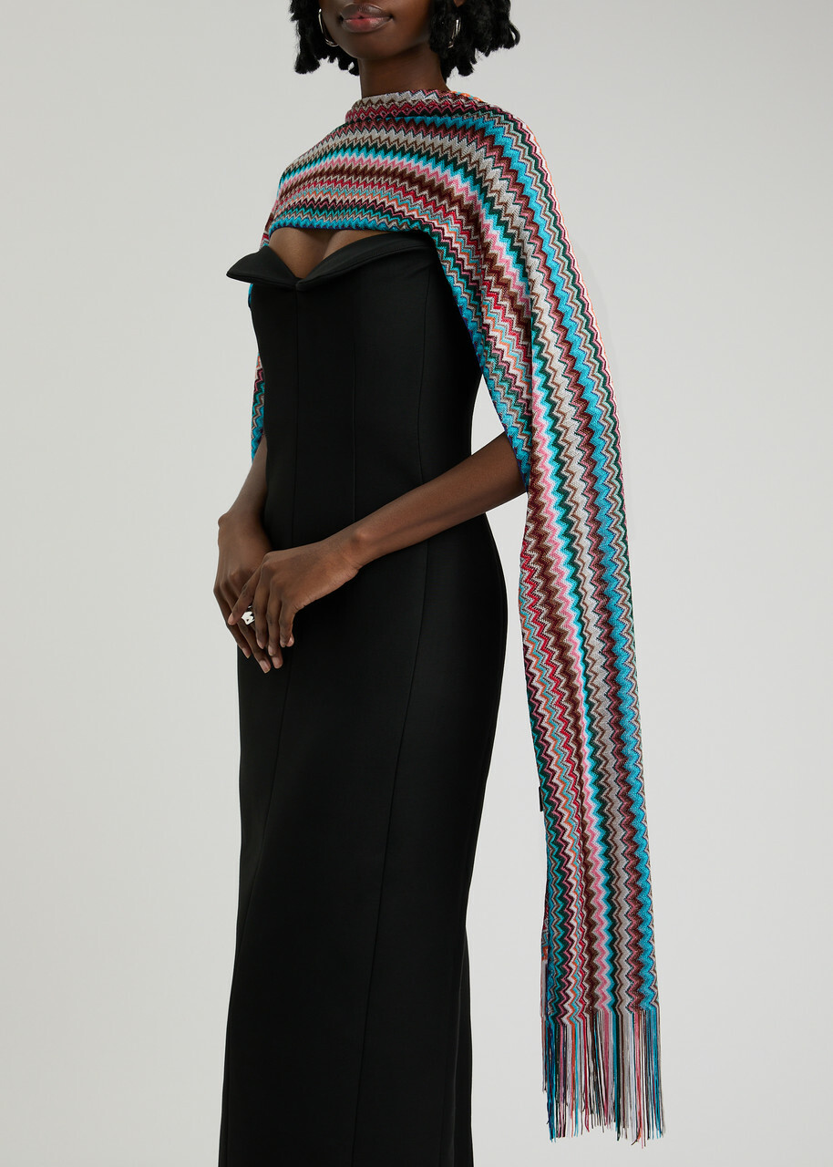 Missoni Zigzag-intarsia Fine-knit Scarf - Blue - One Size