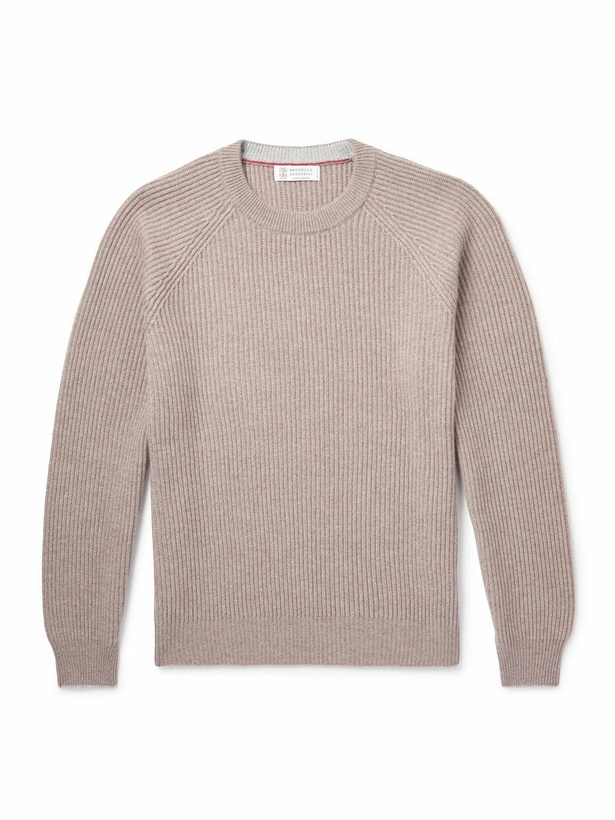 Photo: Brunello Cucinelli - Ribbed Cashmere Sweater - Neutrals