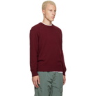 C.P. Company Burgundy Lambswool Lens Crewneck Contrast Sweater