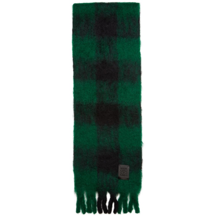 Photo: Loewe Green and Black Mohair Check Scarf