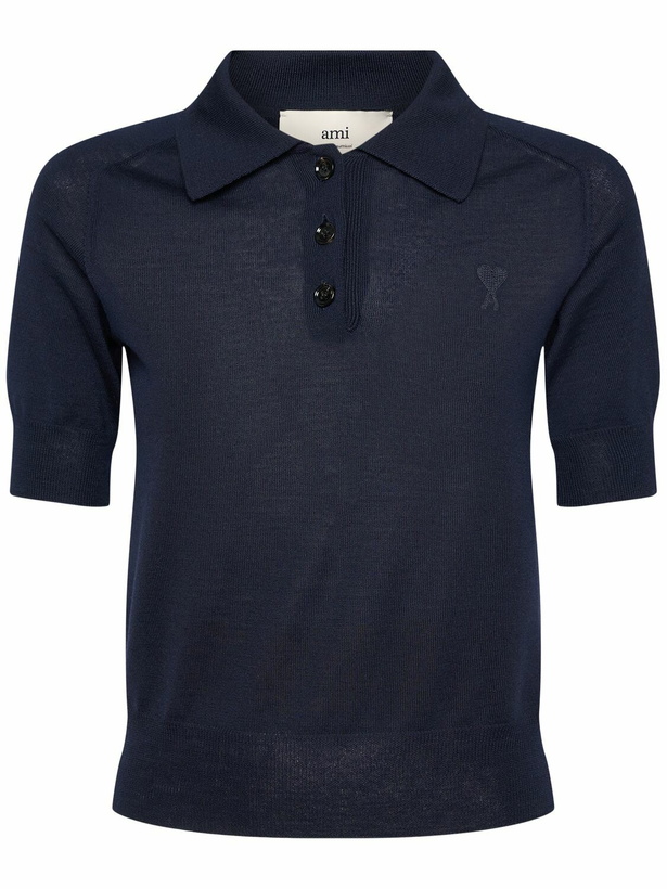 Photo: AMI PARIS Short Sleeve Wool Polo Top